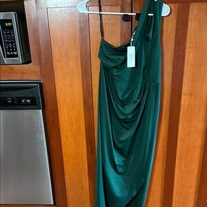 Elegant One Shoulder Green Dress